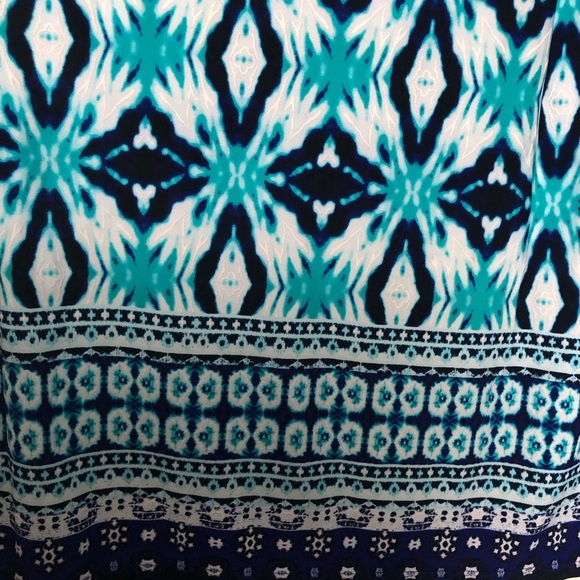 Sandra Darren Ikat Halter Maxi Dress Sleeveless White Navy Blue size 12 - Picture 7 of 7